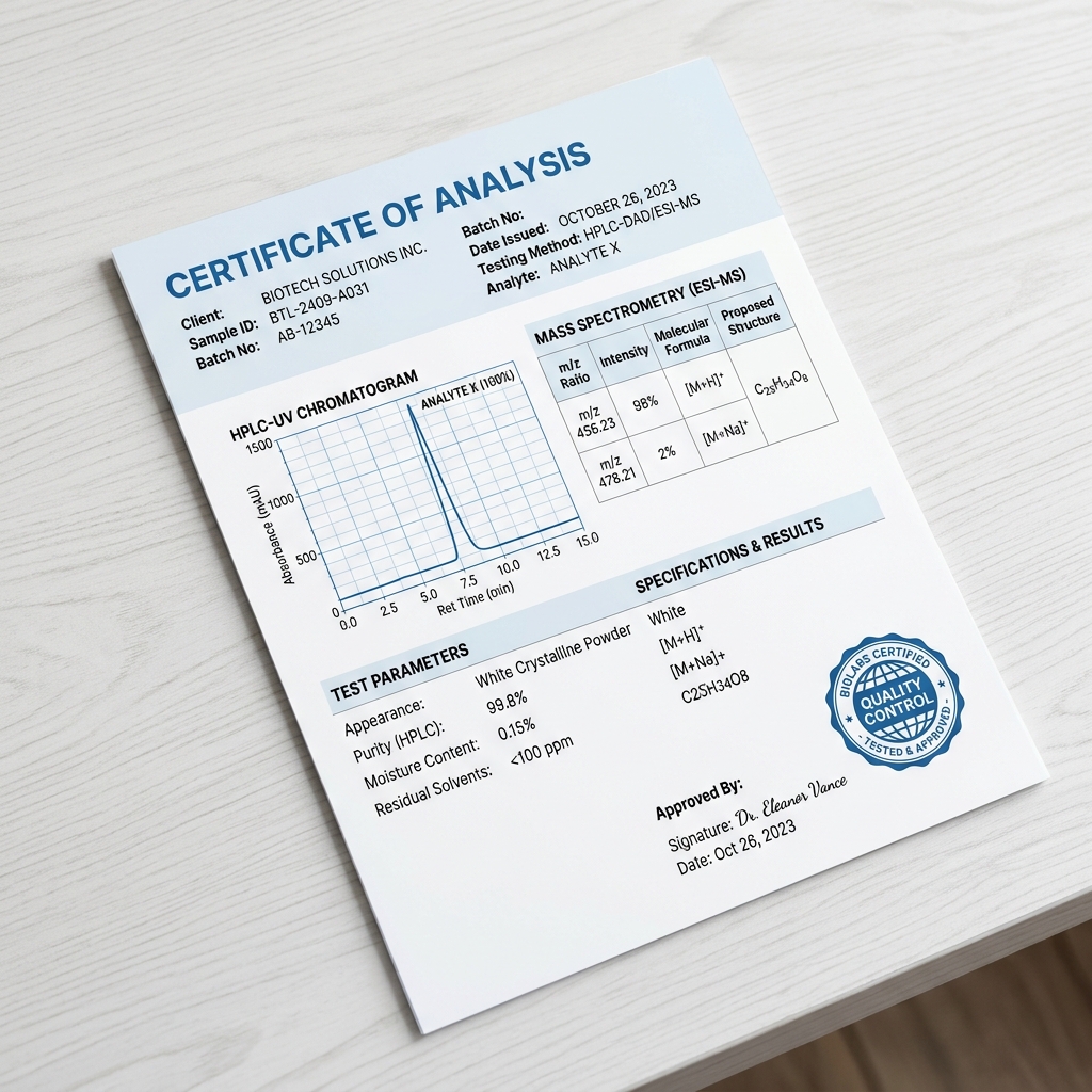 Certificate of Analysis Mockup